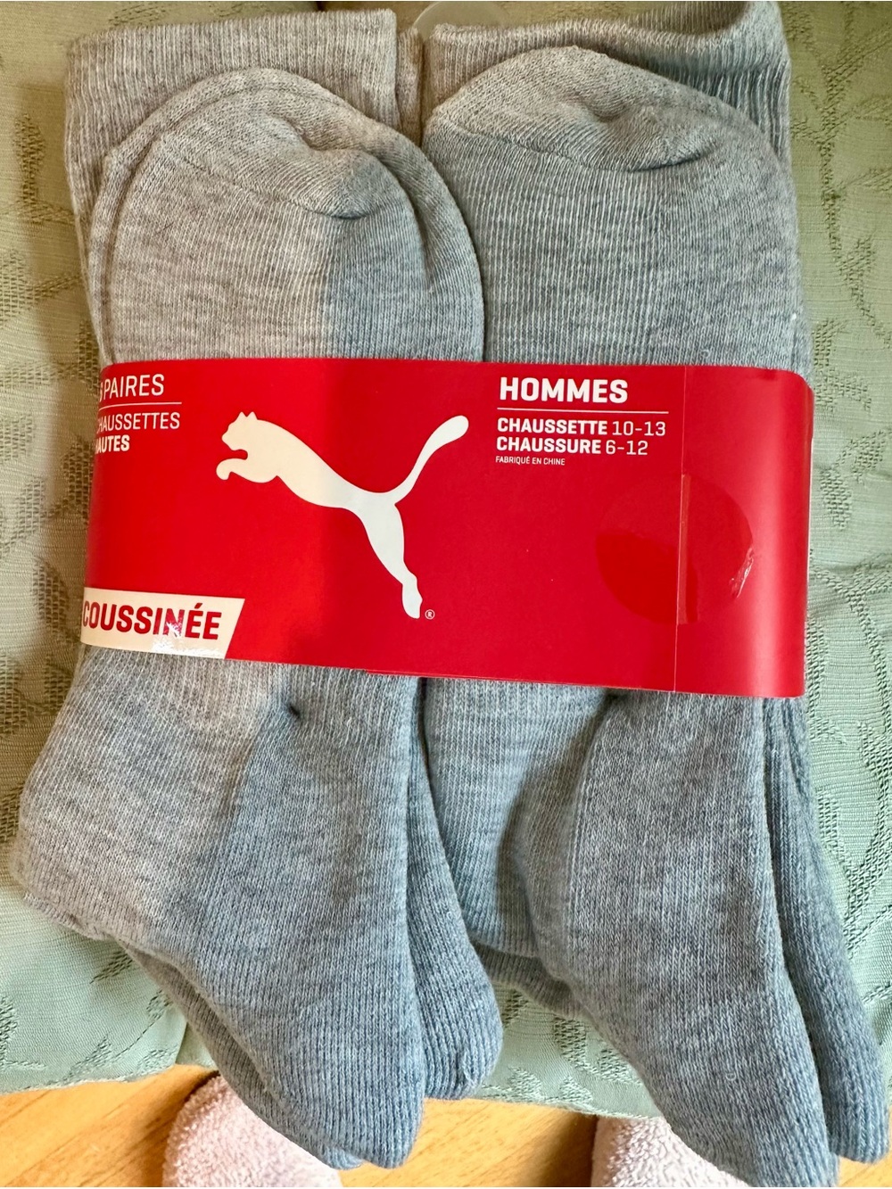NWT Puma Grey Men’s Cushioned Ankle Socks — Light Grey 3-Pack - Picture 1 of 2